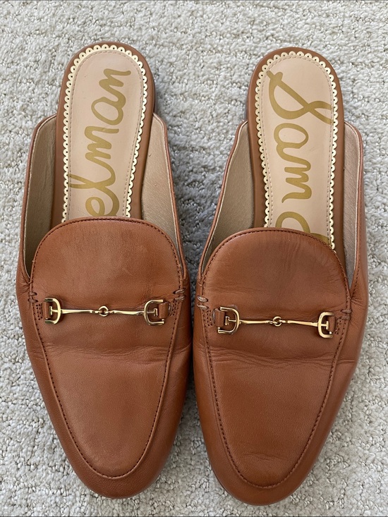 Sam Edelman Shoes - Sam Edelman Linnie Brown Leather Mule Loafers with Gold Bit